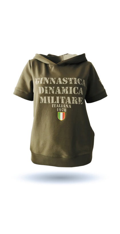 Felpa con Cappuccio Mezza Manica Logo Rovinato